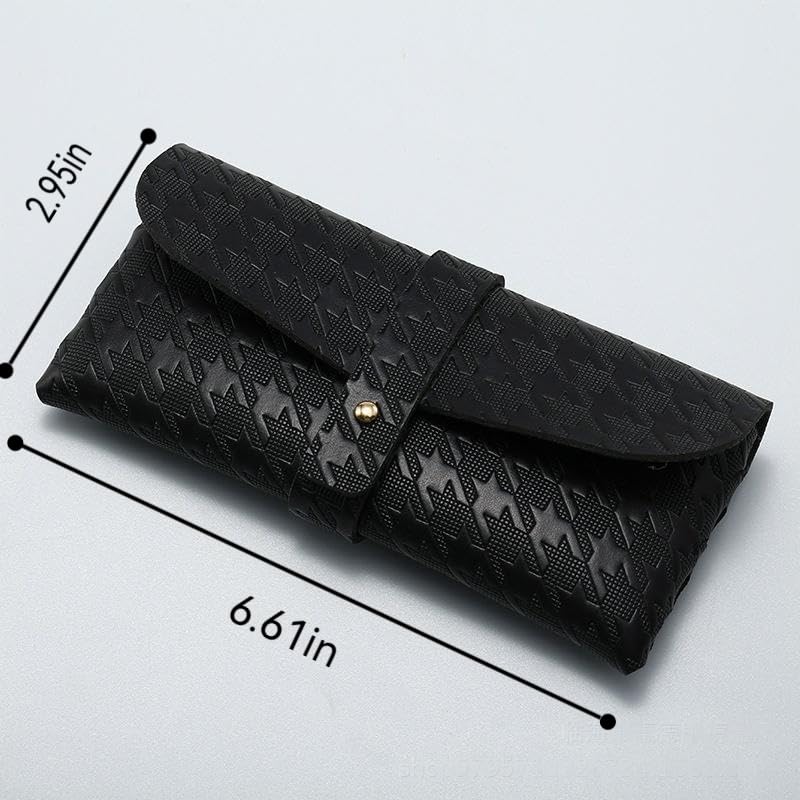 Portable Leather Glasses Case Anti-pressure Glasses Bag Coin Purse Storage Bag Suitable for Men and Women - color: Black (Bird View)