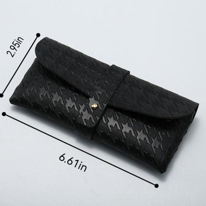 Portable Leather Glasses Case Anti-pressure Glasses Bag Coin Purse Storage Bag Suitable for Men and Women - color: Black (Bird View)