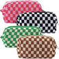 ZLFSRQ 4Pcs Checkered Pencil Case Cute Pencil Pouch for Teens Checkered Makeup Bag Medium Travel Cosmetic Bag Makeup Pouch for Purse Aesthetic Trendy Zipper Toiletry Bags(Green/Black/Pink/Brown) - color: Checkered 4Pcs M Pink/Black/Green/Brown