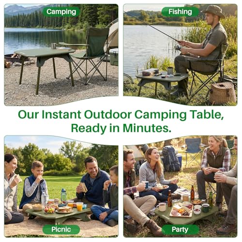 TOPCHANCES Folding Camping Table Outdoor,Ultralight Aluminum Camping Tables Multifunctional Portable Folding Table with Carrying Bag for Holiday Festival Camping Travel Picnic Grilling - color: Dark Green