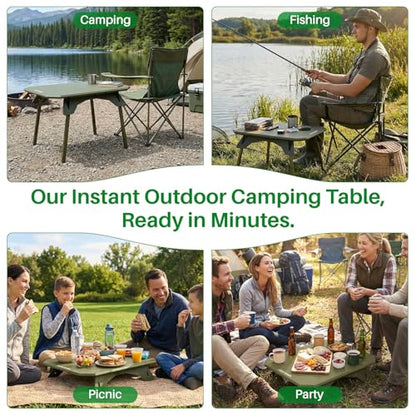 TOPCHANCES Folding Camping Table Outdoor,Ultralight Aluminum Camping Tables Multifunctional Portable Folding Table with Carrying Bag for Holiday Festival Camping Travel Picnic Grilling - color: Dark Green