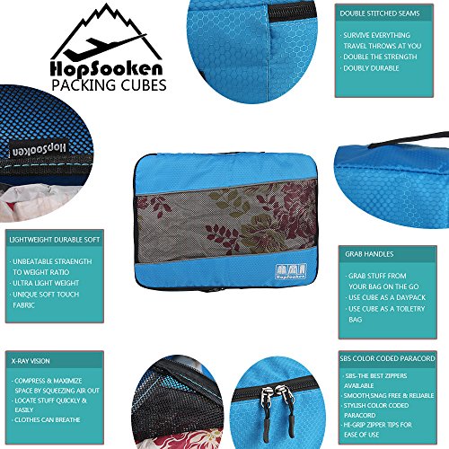 5 Set Packing Cubes for Travel Large Suitcase Luggage Organizer Bags Travel Accessories Vacation 4 Cubes 1 Laundry Pouch Bag - color: Blue