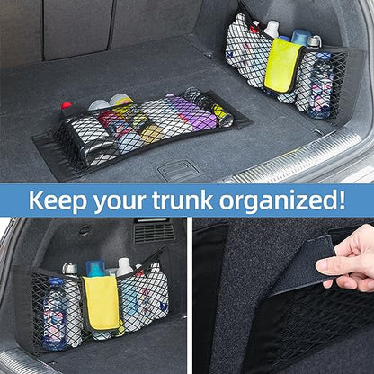 2 Packs Universal Mesh Cargo Net,Elastic Car Storage Net Pocket Bag for Trunk,Automotive Cargo Nets Storage Pouch Add On Organizers for RV,Car,Truck(22.6 * 9.5 inch) - size: 22.6 * 9.5