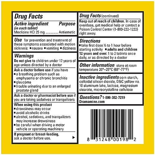 Dramamine Motion Sickness Less Drowsy, Travel Vial, Multicolor, 8 Count - size: 8 Count (Pack of 1)