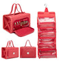 ROYALFAIR Roll Up Makeup Bag, Travel Toiletry Bag for Women with 4 Clear TSA Approved Pouches, Hanging Travel Organizer, Folding Cosmetic Bag for Men and Women (Red) - color: Red