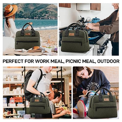 HOMESPON Insulated Lunch Bag for Women Men Lunch Box Cooler Lunch Tote for Work Picnic (Green) - color: Green