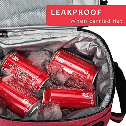 Tirrinia Expandable Insulated Lunch Bag for Men Women – Leakproof Reusable Cooler LunchBox for Kids & Adults with Shoulder Strap, Perfect for Work, School, Office, Travel,Red - color: Red