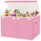Large Collapsible Toy Storage Box with Lid & Handles - Kids Organizer Chest for Toys, Clothes, Blankets (Pink, Nursery, Playroom, Bedroom)-24.5''×13''×16'' - color: PINK