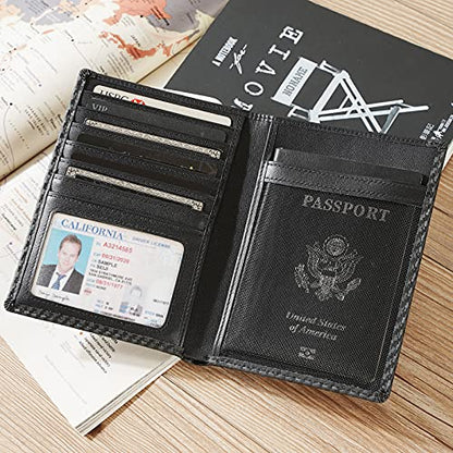 Polare Luxury RFID Blocking Leather Passport Holder Travel Wallet For Men and Women (Carbon Black) - color: Carbon Black