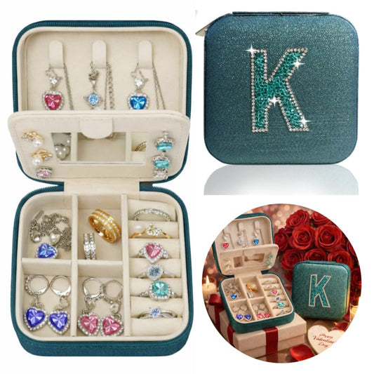 Mothers Day Gift Travel Jewelry Case for Women, Large Jewelry Organizer with Straps, Secure Storage, Better Organization, Gift for Bridesmaid, Daughter, Granddaughter - color: Emerald Grn K