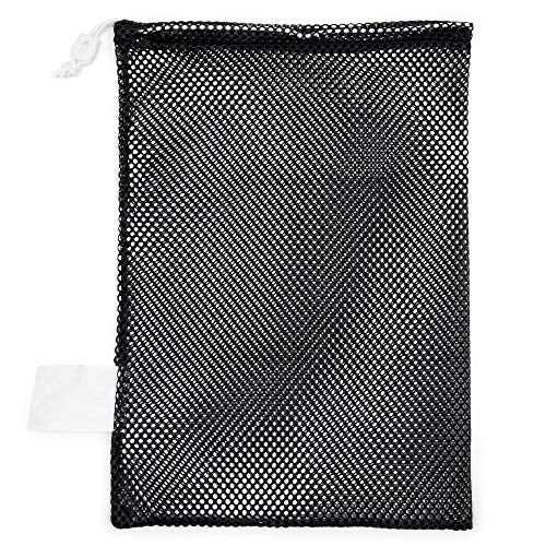 Champion Sports Mesh Equipment Bag – Heavy-Duty Nylon Drawstring Bag with Lock & ID Tag, Breathable Storage Sack for Balls, Swim Gear, Laundry & Toys, Multiple Sizes & Colors - color: Black, size: 12" x 18"