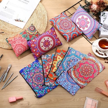 Eccliy 20 Pcs Mandala Makeup Bag Mandala Cosmetic Bag Canvas Gifts Mandala Accessories for Girls Toiletry Pouch with Zipper for Women Party, 8 x 5 Inch - size: 8 x 5 Inch, style: Mandala