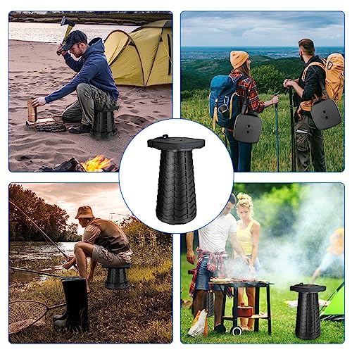 Upgraded Square Folding Stool, Max Load Capacity 485lbs, Portable Collapsible Seat, Telescoping Foldable Stool for Camping, Fishing, Hiking, Travel - color: Black