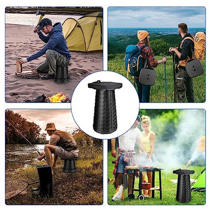 Upgraded Square Folding Stool, Max Load Capacity 485lbs, Portable Collapsible Seat, Telescoping Foldable Stool for Camping, Fishing, Hiking, Travel - color: Black