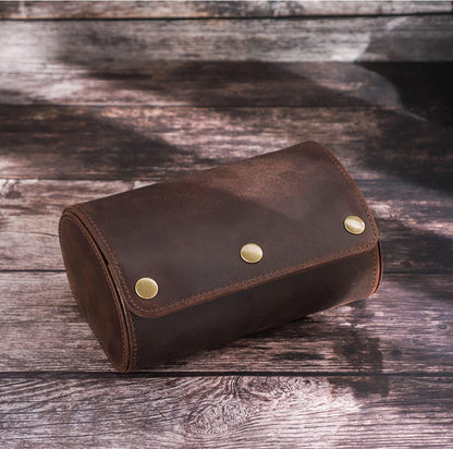 Personalized Custom Name Watch Case Roll Organizer, Luxury Genuine Leather Travel 2-Watches Case For Watch and Bracelet (04 Coffee) - color: 04 Coffee