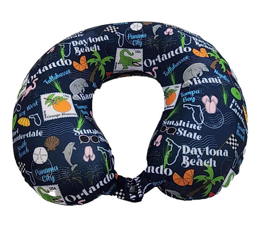 Wolf Essentials Adult Soft Memory Foam 12 x 13-inch Travel Neck Pillow, Compact, Perfect for Plane or Car, Florida - style: Florida