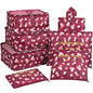 Mossio 7 Set Packing Cubes with Shoe Bag - Travel Carry On Luggage Organizer - color: Wine Flower