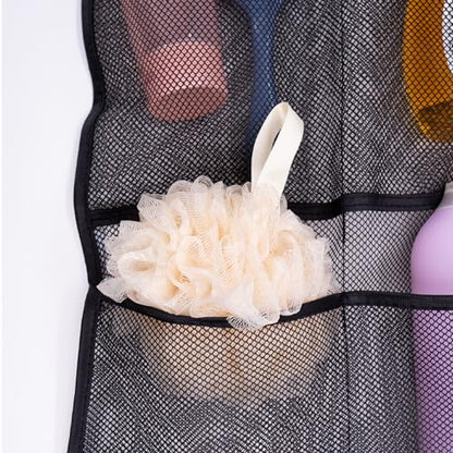 S&T INC. Shower Organizer, Shower Caddy & Bathroom Organizer, 2 Pack, Black | Quick Drying Mesh, 7 Pockets to Hold Shampoo, Soap, Loofah, and Cruise Ship Essentials - color: Black