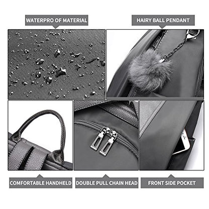 PINCNEL Women Backpack Purse Waterproof Nylon Anti-theft Rucksack Lightweight Shoulder Bag - color: Gray, size: Medium