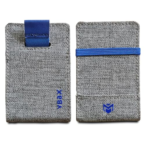 RFID Minimalist Slim Wallet for Men and Women, Holds Up to 12 Cards, Cash, Key Thin and Lightweight Credit Card Holder (Grey Canvas – Azure Edition) - color: Grey Canvas – Azure Edition