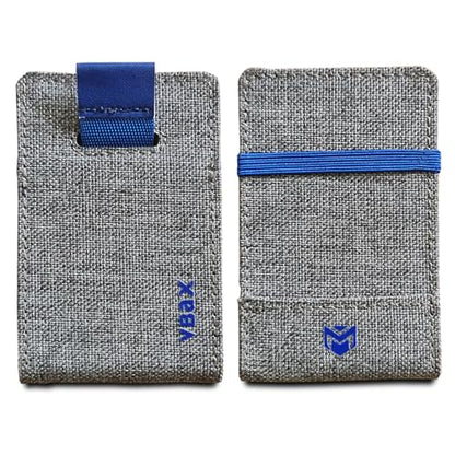 RFID Minimalist Slim Wallet for Men and Women, Holds Up to 12 Cards, Cash, Key Thin and Lightweight Credit Card Holder (Grey Canvas – Azure Edition) - color: Grey Canvas – Azure Edition