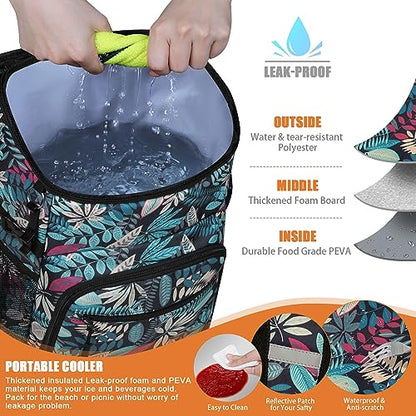 Cooler Backpack Insulated Leakproof Waterproof Backpack Cooler Bag 30/45 Cans, Large Capacity Lightweight Travel Camping Beach Backpack Cooler Ice Chest for Men and Women - color: blueleaf, size: 30 Cans