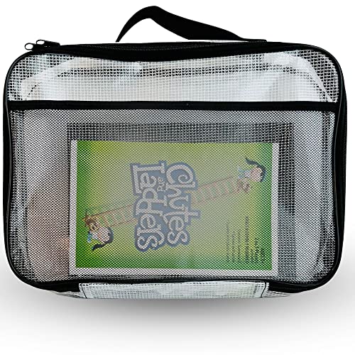 4PC Large Mesh Storage Bag for Board Games, Puzzles, Toys, Supplies, Zippered Bags for Organization Compatible with Legos and Doll Storage (4pc Mesh Bags)