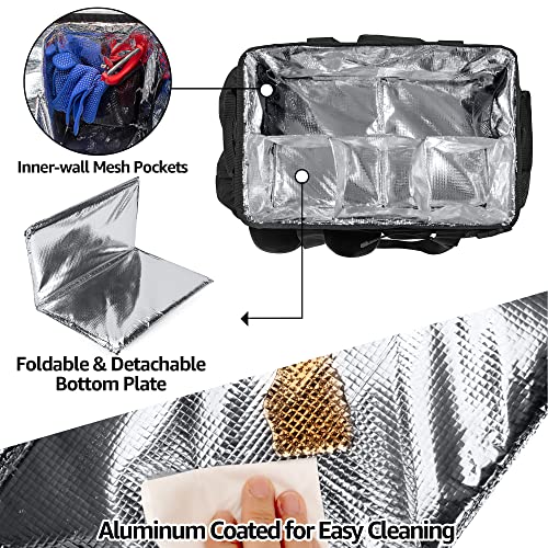 HODRANT Large Grill Utensil Caddy with Paper Towel Holder, Outdoor Picnic Bag Organizer for BBQ Supplies Tool, Tailgating Accessory Basket Camping Gear Must Haves for Cook Essentials, Black, Bag Only