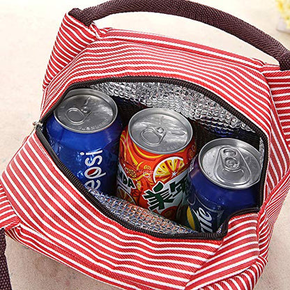 Lunch Bags Reusable Lunch Tote Bags Portable Lunch Cooler Bag Lunch Holder Insulated Lunch Box Bag for Picnic Office Beach (Red) - color: Red