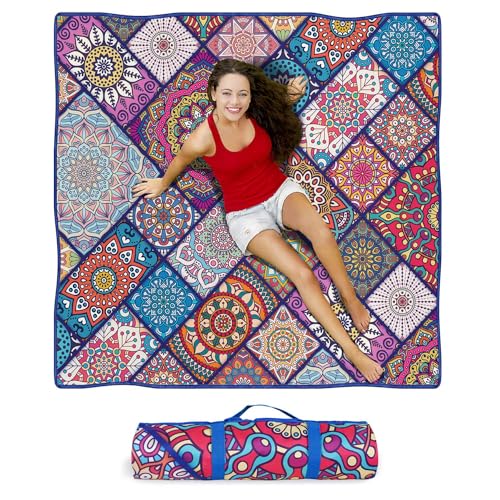 Waterproof Picnic Blankets Foldable & Portable 80''x80'' Boho Picnic Mat for Outdoors, Large Washable Picnic Blanket for Travel Camping Beach, Park Grass Picnic Blanket Accessories for Adults - color: Picnic Mat 02, size: 6'8" x 6'8"
