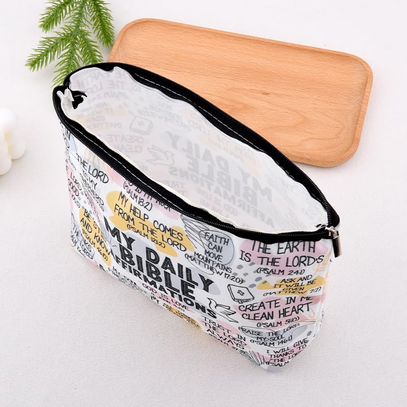 Motivational Christian Bible Verse Gifts for Women Girls Inspirational Makeup Cosmetic Bag Religious Confirmation Baptism Gifts for Christian Affirmation Scripture Toiletry Skincare Bags - color: Daily Bible