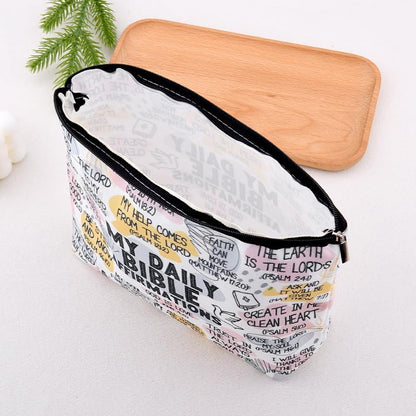 Motivational Christian Bible Verse Gifts for Women Girls Inspirational Makeup Cosmetic Bag Religious Confirmation Baptism Gifts for Christian Affirmation Scripture Toiletry Skincare Bags - color: Daily Bible