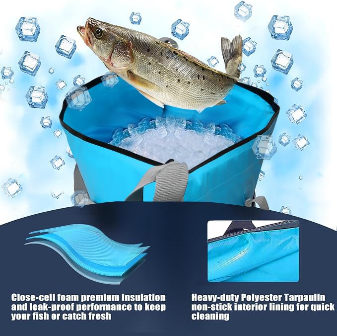 MORXPLOR Insulated Fish Cooler Bag for Fishing 41x17 47x17In 50x20In 60x24 72x30 80X40 Inches,Large Insulated Fish Kill Bag,Fishing Catch Bag Cooler with Water-resistant Zipper - color: 41inch Blue