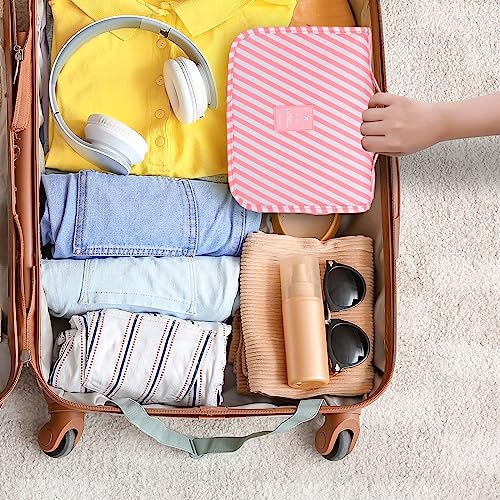 Travel Toiletry Bag for Women, Hanging Toiletry Bag with Multi-Pockets, Toiletry Bag for Traveling Easy Clean, Travel Organizer Bag Pink-strip - color: Pink-strip