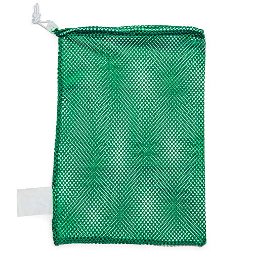 Champion Sports Mesh Equipment Bag – Heavy-Duty Nylon Drawstring Bag with Lock & ID Tag, Breathable Storage Sack for Balls, Swim Gear, Laundry & Toys, Multiple Sizes & Colors - color: Green, size: 12" x 18"