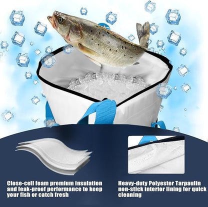 MORXPLOR Insulated Fish Cooler Bag for Fishing 41x17 47x17In 50x20In 60x24 72x30 80X40 Inches,Large Insulated Fish Kill Bag,Fishing Catch Bag Cooler with Water-resistant Zipper - color: 41inch White