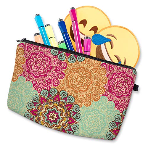 Deanfun Cosmetic Bag for Women, Mandala Flowers Waterproof Makeup Bags Roomy Toiletry Pouch Travel Accessories Gifts (51560) - color: 51560