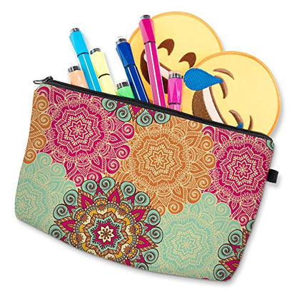 Deanfun Cosmetic Bag for Women, Mandala Flowers Waterproof Makeup Bags Roomy Toiletry Pouch Travel Accessories Gifts (51560) - color: 51560