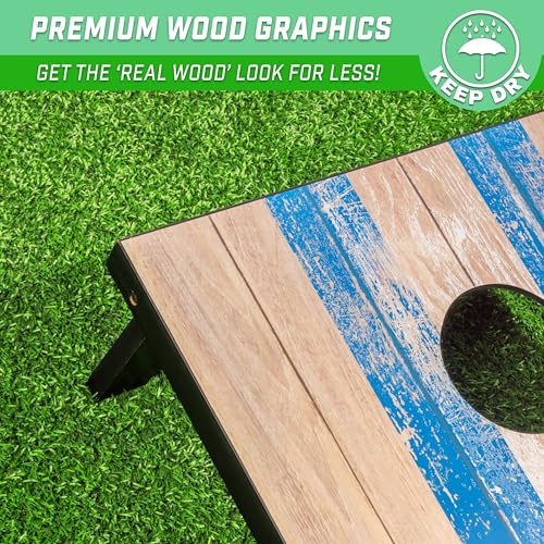 GoSports Portable Cornhole Sets, 8 Styles – Choose 4 x 2 ft or 3 x 2 ft - Boards Include 8 Bean Bags, Travel Case, and Game Rules - style: 4 x 2 ft Barnwood