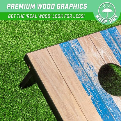 GoSports Portable Cornhole Sets, 8 Styles – Choose 4 x 2 ft or 3 x 2 ft - Boards Include 8 Bean Bags, Travel Case, and Game Rules - style: 4 x 2 ft Barnwood