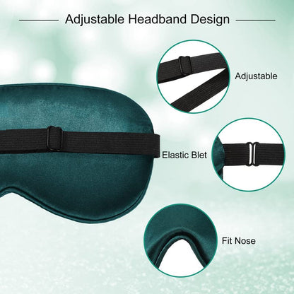 BBTO 4 Pcs Silk Sleep Eye Masks Smooth Soft Satin Eye Covers with Adjustable Strap Blindfold for Sleeping Blocking Out Lights Travel Relaxation(Black, Navy Blue, Dark Green, Gray) - color: Black, Navy Blue, Dark Green, Gray