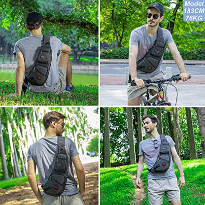 NICGID Sling Bag Chest Shoulder Backpack Crossbody Bags Casual Daypack for Men Women - color: Black-1