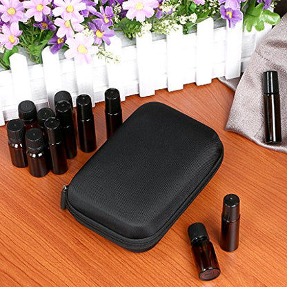 Hipiwe Hard Shell Essential Oil Carrying Case Holds 12 Bottles (Can hold 5ml, 10ml, &10ml Rollers) Travel Size Essential Oils Bag Organizer (Black) - color: Black