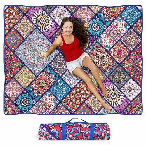 Waterproof Picnic Blankets Foldable & Portable 60''x80'' Boho Picnic Mat for Outdoors, Large Washable Picnic Blanket for Travel Camping Beach, Park Grass Picnic Blanket Accessories for Adults - color: Picnic Mat 02, size: 6'8" x 5'