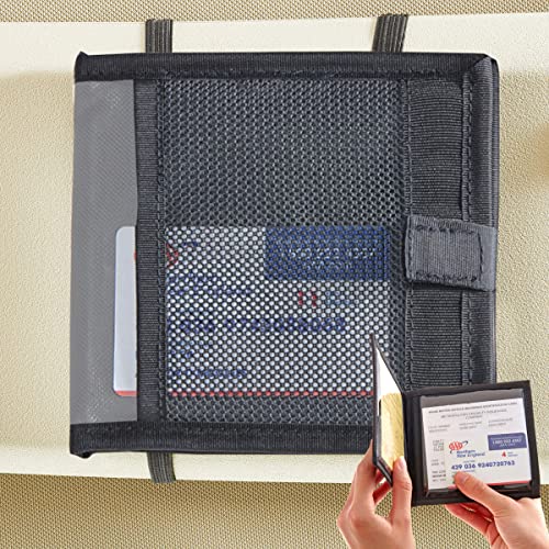 High Road Car Registration and Insurance Card Holder for Sun Visor, Glove Box or Console with 2 Clear Hidden Car Document Pockets and Front Mesh Card Pocket - color: Gray