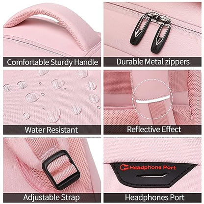 Volher Laptop Backpack,Business Travel Anti Theft Slim Durable Laptops Backpack,Water Resistant College Computer Bag for Women & Men Fits 15.6 Inch Laptop and Notebook-Light Pink - color: Light Pink, size: 15.6 Inch, style: Laptop