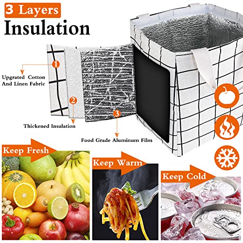 Lunch Bag Insulated Lunch Box for Women Men,Reusable Adult Lunch Tote Bags for Work or Travel (White Plaid) - color: White Plaid