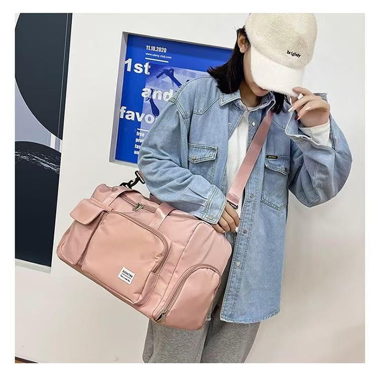 New men's and women's splash proof sports hand travel fitness shopping weekend camping overnight bags. (Pink 2) - color: Pink 2