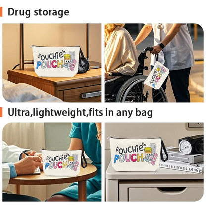 The Ouch Pouch Medicine First Aid Bag for Travel Camping Toiletry Bags with Zipper First Aid Kit Meds Storage Bag Funny Ouchie Pouch for Daughter Friend Birthday Christmas Gifts for Women Men - style: Ouchie Pouch