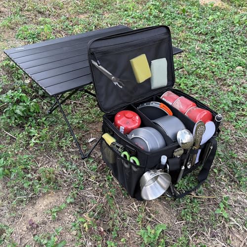 Tactical Camping Storage Bag 28L Tactical Utility Tote Bag Camping Cookware Organizer Trunk Organizer - color: Black
